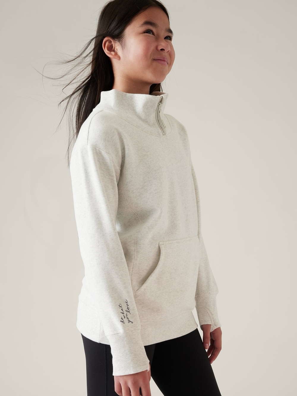 Athleta Girl Retroactive Half Zip Gray Tunic Sweatshirt L 12
